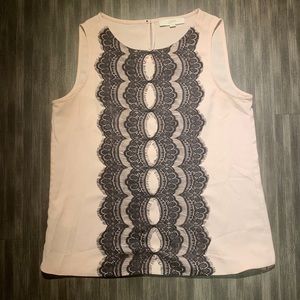 Loft Cream and Lace Sleeveless Blouse